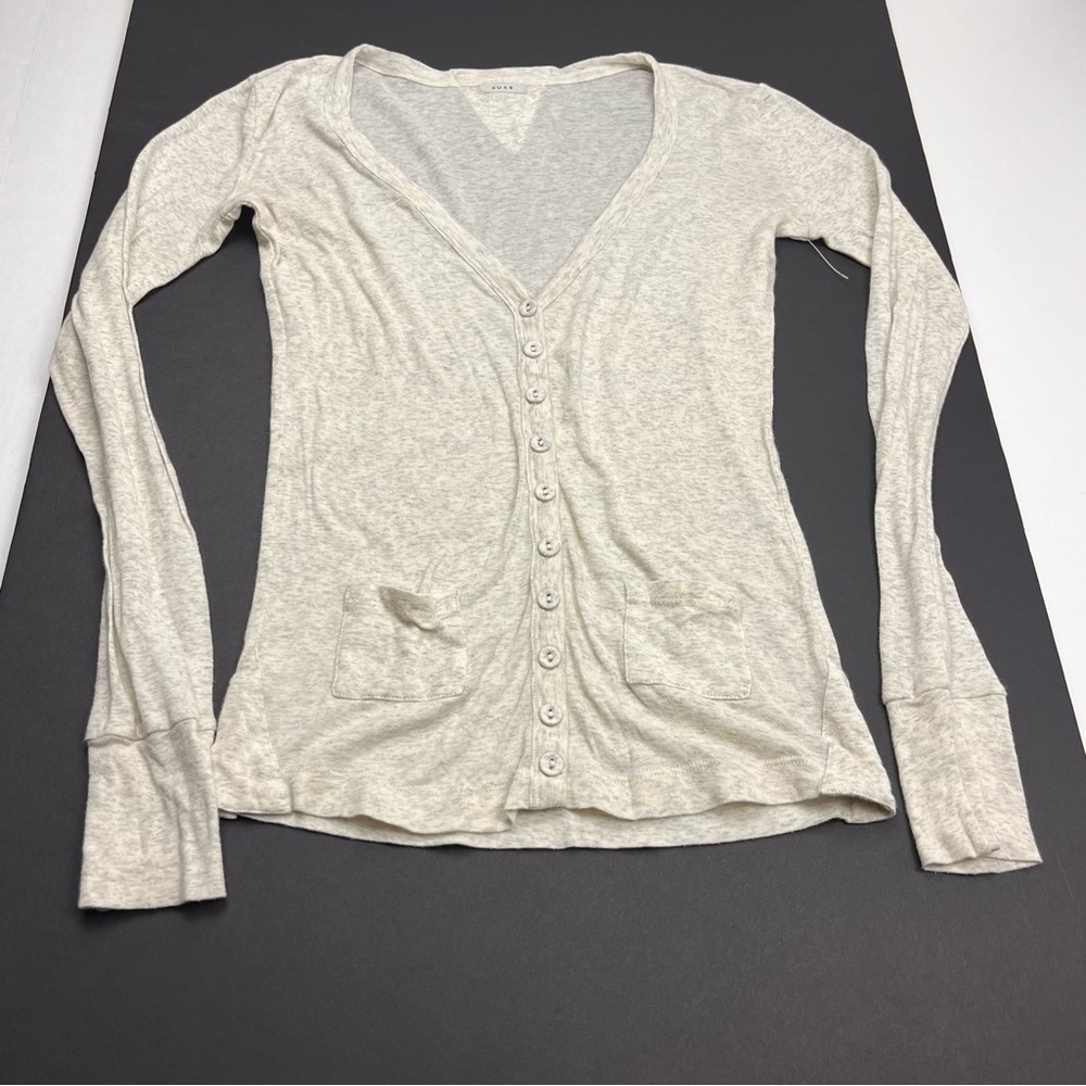 Suss Womens Size 1 Small Cream‎ Thin Cardigan Top Blouse Long Sleeve Pima Cotton